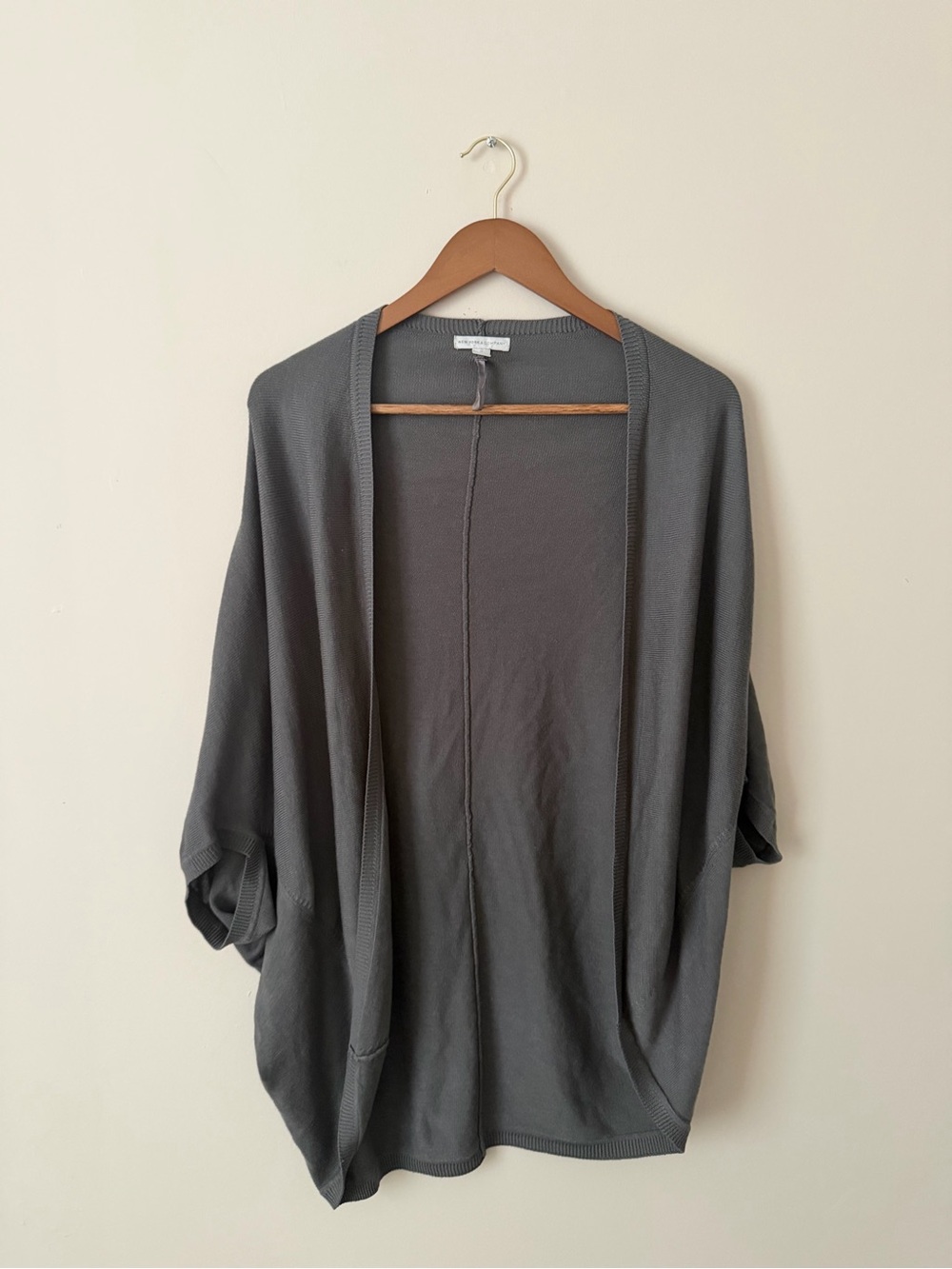 New York & Company Charcoal Gray Open-Front Slub Cardigan